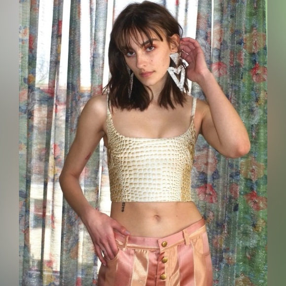 Mia Vesper Faux Croc Tiny Top in Marshmallow, size XS, perfect condition. - Picture 3 of 6